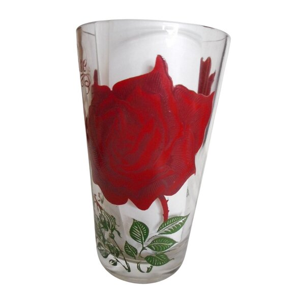 MCM Boscul Peanut Butter Drinking Juice Glass Tumbler Dark Red Rose Estate  5" - Picture 2 of 4